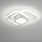 Moderne LED Plafondlamp met Dubbel Ringdesign – Plafonnière voor Hal, Gang & Kantoor, Rond, Vierkant of Golf, Zwart of Wit – Twilight Rings Vierkant Wit