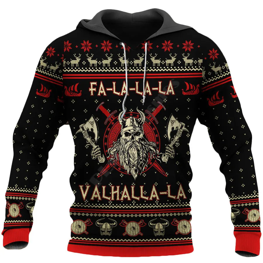 Hommes | YuleTattoo | Viking Kersttrui Heren - Noorse Foute Trui Gebreid Hoodie