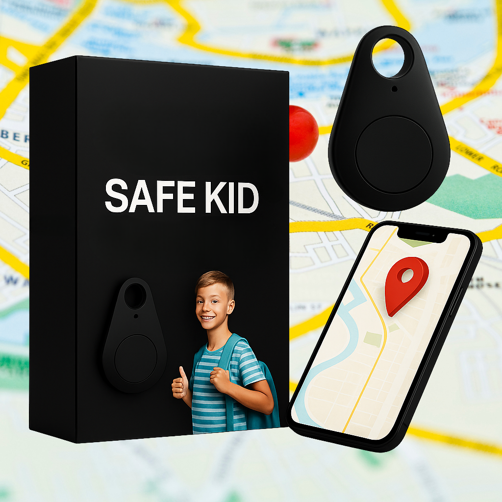 Kinder GPS-Tracker Waterdicht met Real-Time Locatie & SOS-Alarm | Klein, Licht, Draagtasje en Beveiligingsfuncties Zwart