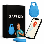 Kinder GPS-Tracker Waterdicht met Real-Time Locatie & SOS-Alarm | Klein, Licht, Draagtasje en Beveiligingsfuncties Blauw