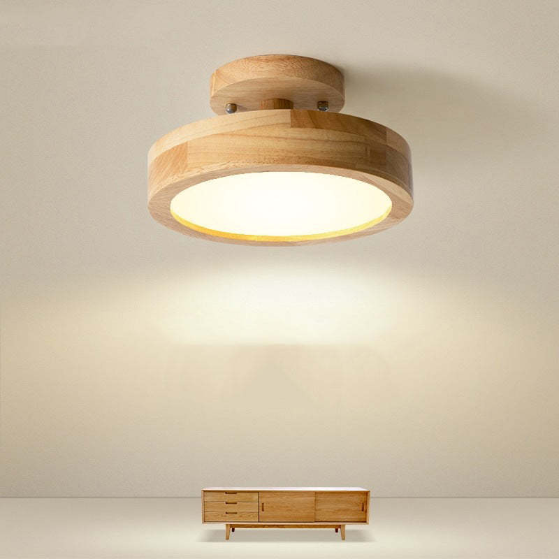 Moderne LED Plafondlamp – Plafonnière van Hout & Acryl voor Slaapkamer, Eetkamer & Woonkamer, 5 Kleuren – LunaLux Hout