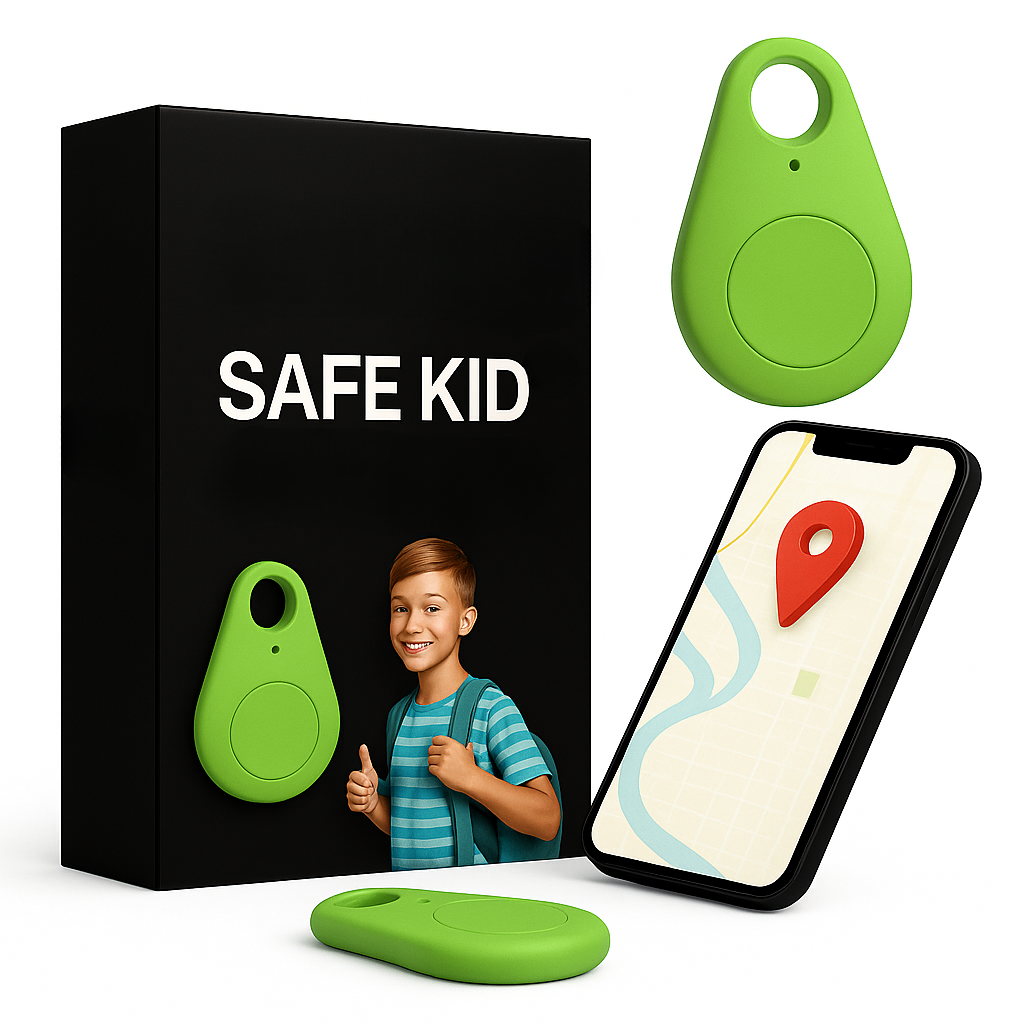 Kinder GPS-Tracker Waterdicht met Real-Time Locatie & SOS-Alarm | Klein, Licht, Draagtasje en Beveiligingsfuncties Groen