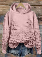 Parsha | Dames Hoodie met Geborduurd Bloemenmotief - Comfortabele Oversized Capuchontrui met Kangoeroezak