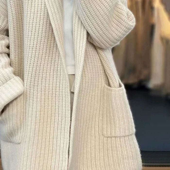 Isana | Dames Gebreid Vest met Open Voorzijde en Zakken - Comfortabele Lange Oversized Cardigan Zonder Sluiting