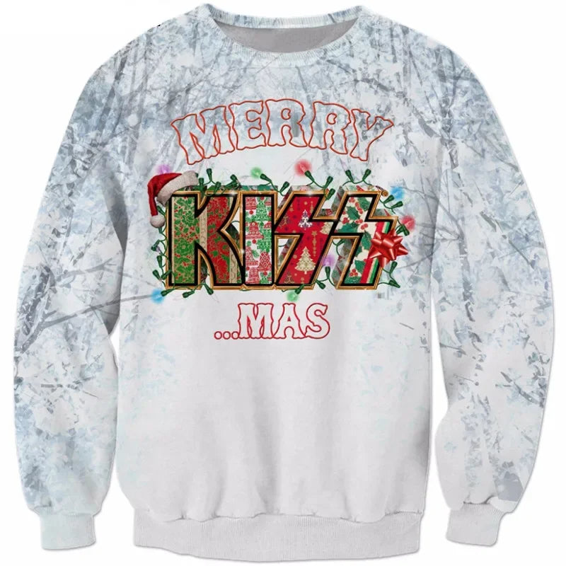 KissMas Trui – Foute Kersttrui Heren in Rock-look, De Ultieme Kersttrui voor Rockers, S–5XL – Calico Merry Kiss...mas
