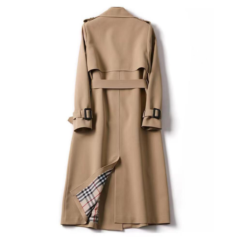 Luna | Klassieke Dames Winter Trenchcoat met Ceintuur - Gevoerde Lange Double-Breasted Mantel met Reverskraag