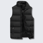 Figueral | Gevoerde Heren Bodywarmer Puffer Vest met Gestikte Look - Mouwloos Gewatteerd Wintervest met Ritssluiting & Opstaande Kraag voor Laagjes Zwart
