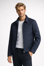 Admire | Tussenjas Heren Slim Fit Rits Klassieke Kraag Smart Casual zomer Donkerblauw