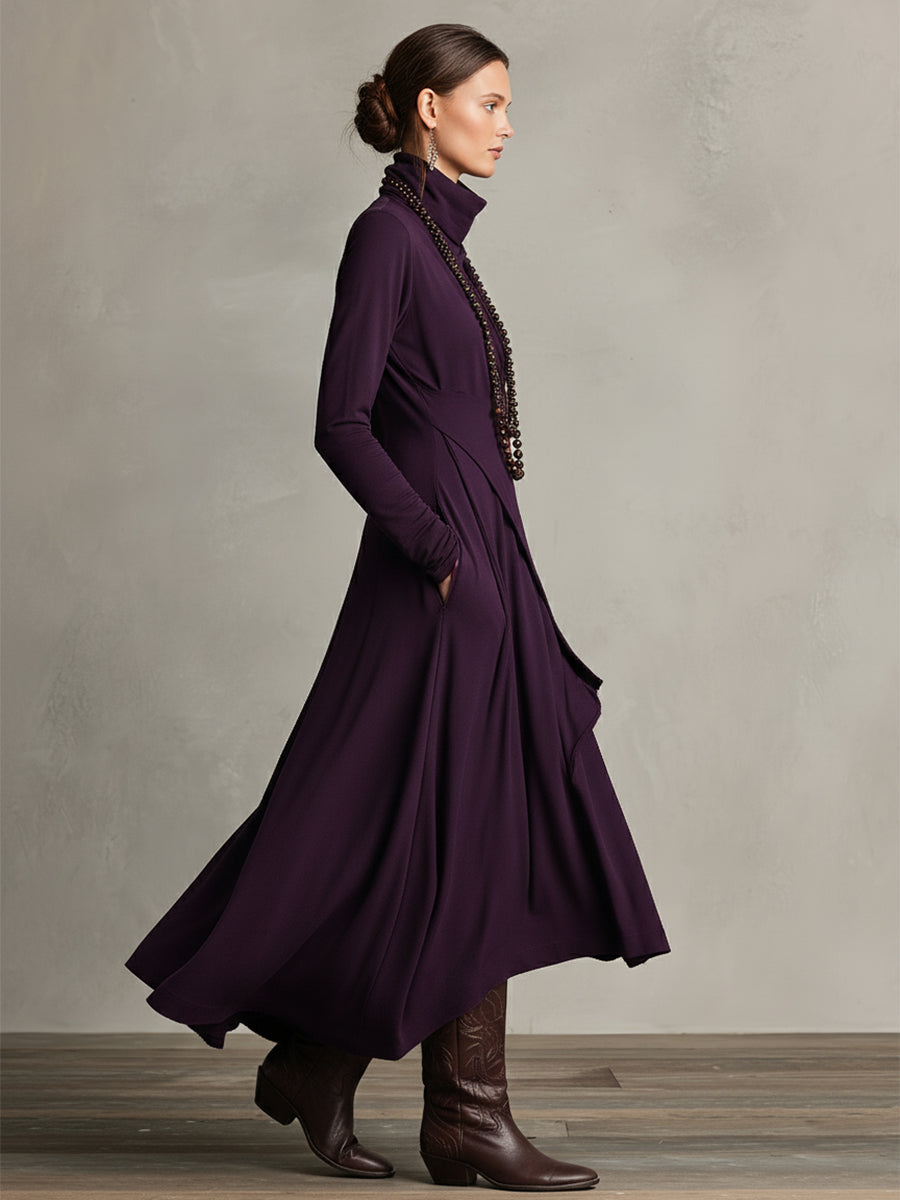Ava | Dames Lange Jurk - Boheemse Katoenstretch met Lange Mouwen