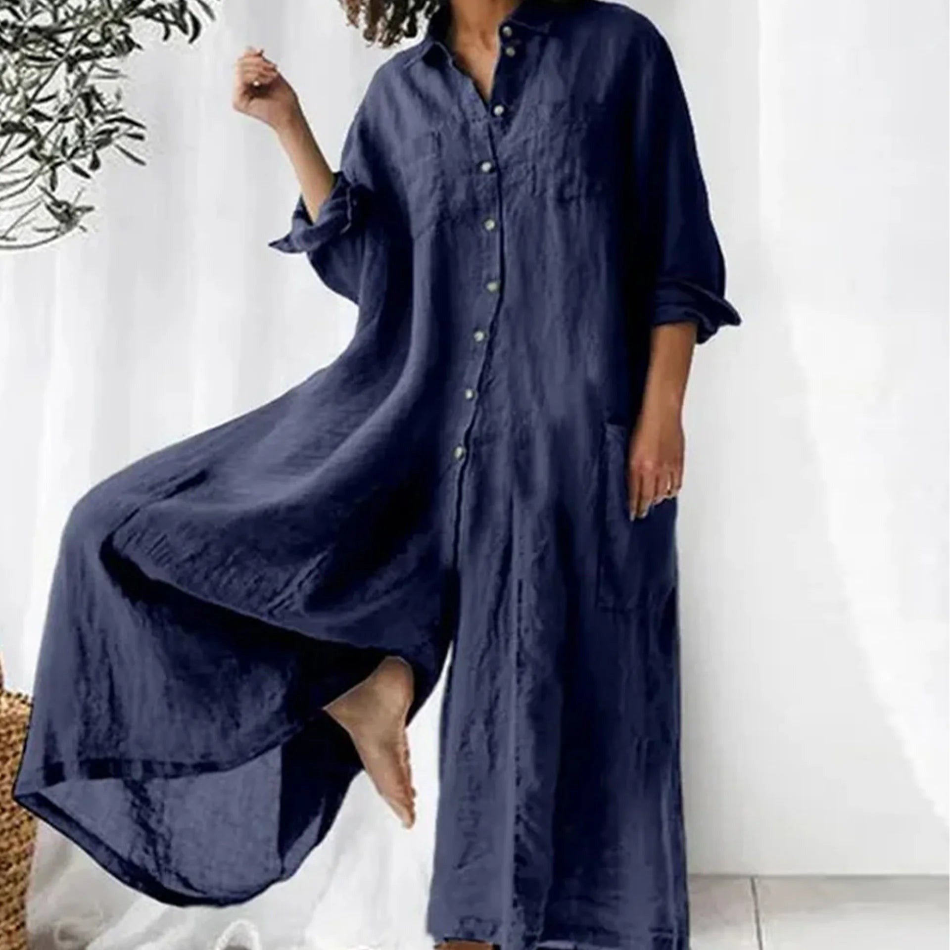 Seraphina | Jumpsuit Dames - Linnen Blauw