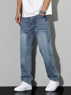 Hommes | Baggy Jeans Heren | Losse Pasvorm & Maximale Bewegingsvrijheid Cyaanblauw