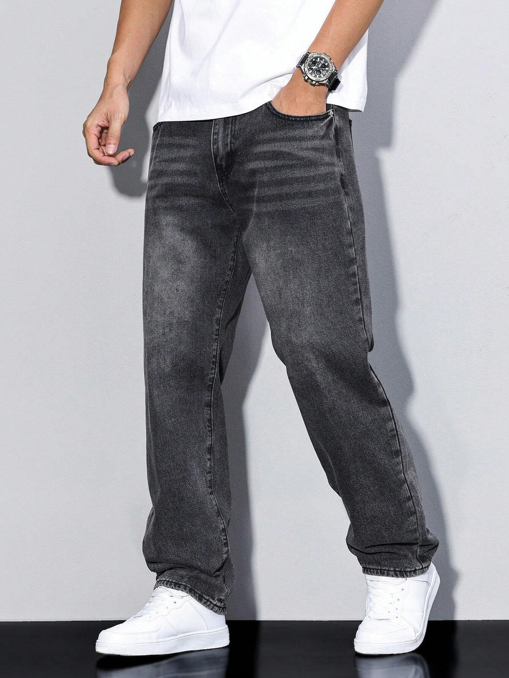 Hommes | Baggy Jeans Heren | Losse Pasvorm & Maximale Bewegingsvrijheid Donkergrijs