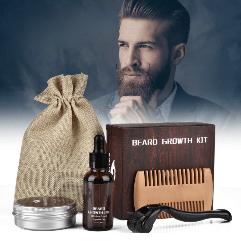 Baardverzorgingsset met Dermaroller, Baardolie, Baardbalsem & Kam – Baard Grooming Set voor Mannen, 5 Opties