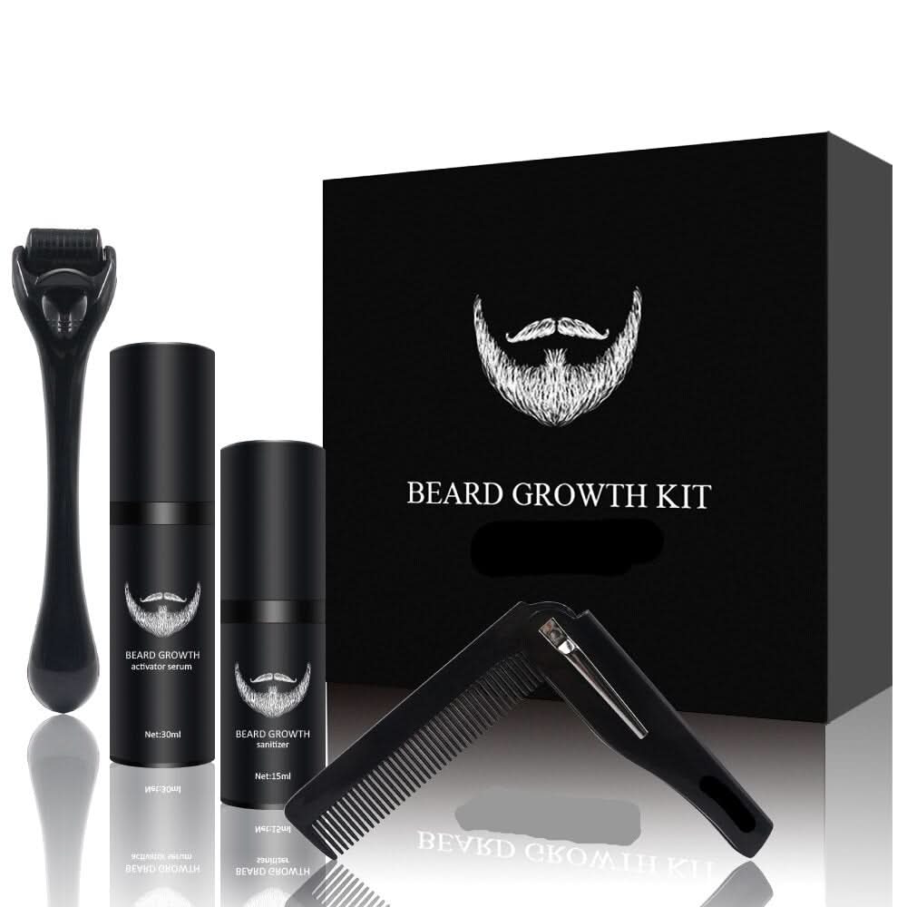 Baardverzorgingsset met Dermaroller, Baardolie, Baardbalsem & Kam – Baard Grooming Set voor Mannen, 5 Opties Ultimate Set voor Mannen