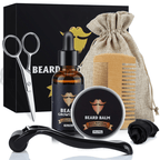 Baardverzorgingsset met Dermaroller, Baardolie, Baardbalsem & Kam – Baard Grooming Set voor Mannen, 5 Opties