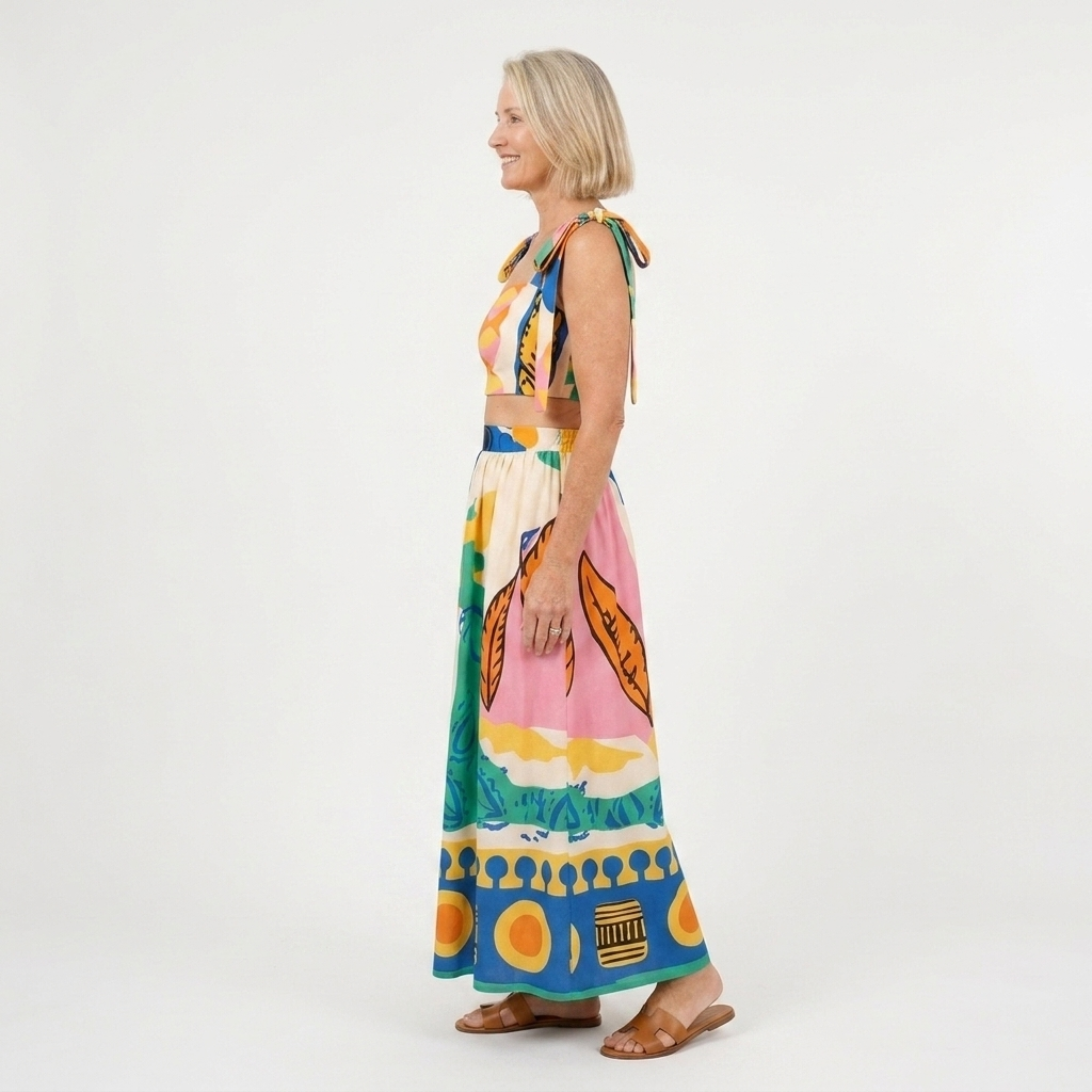 Evadne | Co-ord Set Dames - Print - Crop Top Maxi