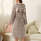 Aurelia | Badjas Dames - Flanel - Met Capuchon Lichtbruin