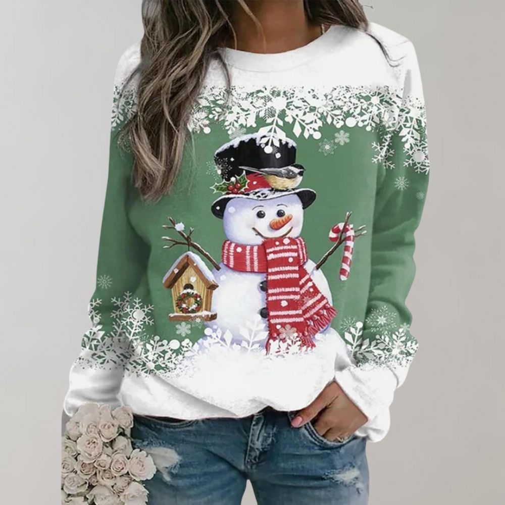 Warme Kersttrui voor Dames – Zachte Wintertrui met Kerstmotief, 8 Kleuren, M–3XL – Zahara Groen