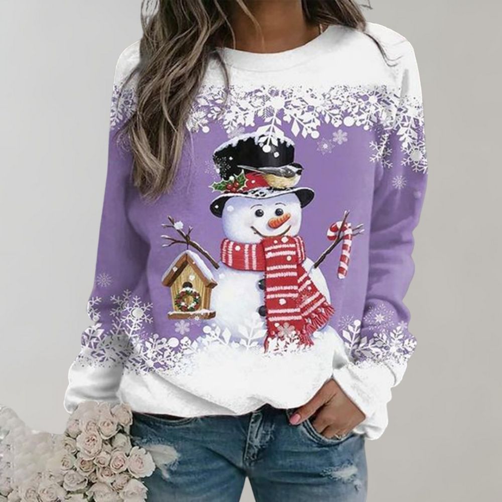 Warme Kersttrui voor Dames – Zachte Wintertrui met Kerstmotief, 8 Kleuren, M–3XL – Zahara Paars