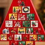 Adventskalender Kerstboom om te Vullen – Staande Kerstboom met 24 Laatjes, 41 cm Hoog, Herbruikbaar