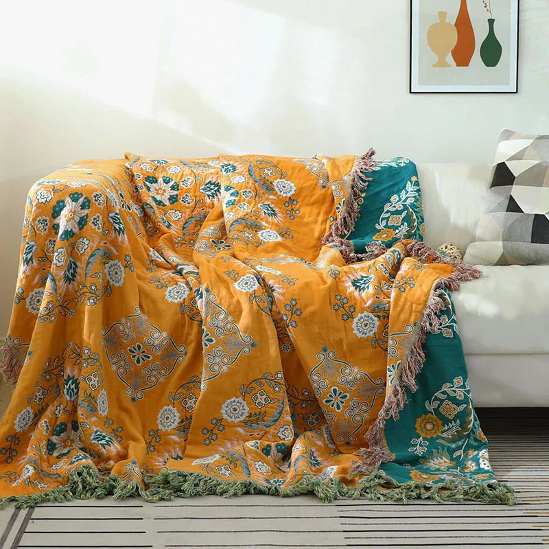 Zachte Plaid met Tijdloos Design – Lichte Bankplaid & Sprei voor Bank en Bed, Oranje of Geel, 3 Maten Geel