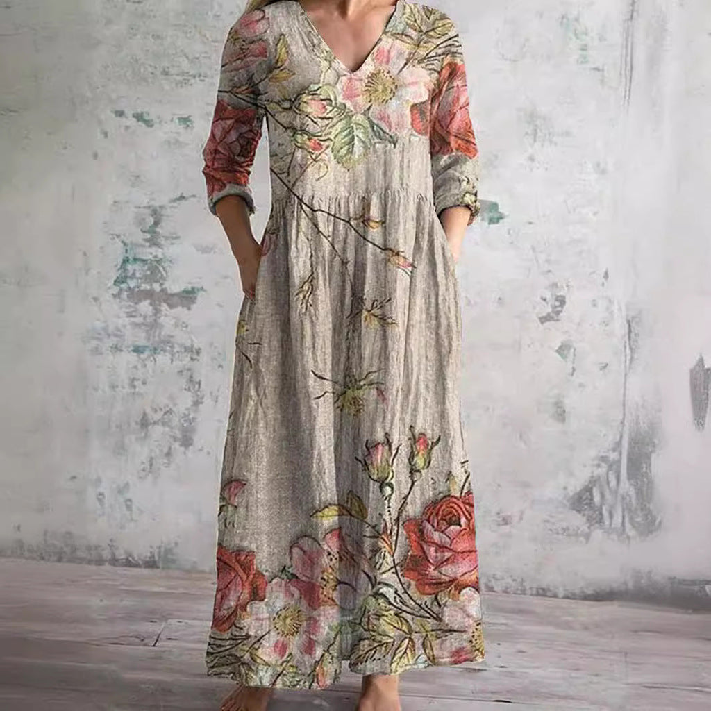 Daisy | Zomerjurk Dames - Bloemenprint, Lichtgewicht Casual Beige