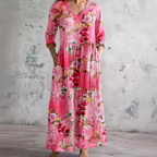 Daisy | Zomerjurk Dames - Bloemenprint, Lichtgewicht Casual Fuchsia