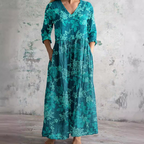 Daisy | Zomerjurk Dames - Bloemenprint, Lichtgewicht Casual Blauwgroen
