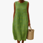 Zahara | Dames Loszittende Midi Zomerjurk met Bloemenprint Groen