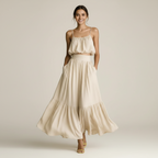 Novali | Co-ord Set Dames - Crop Top Maxi Rok Beige
