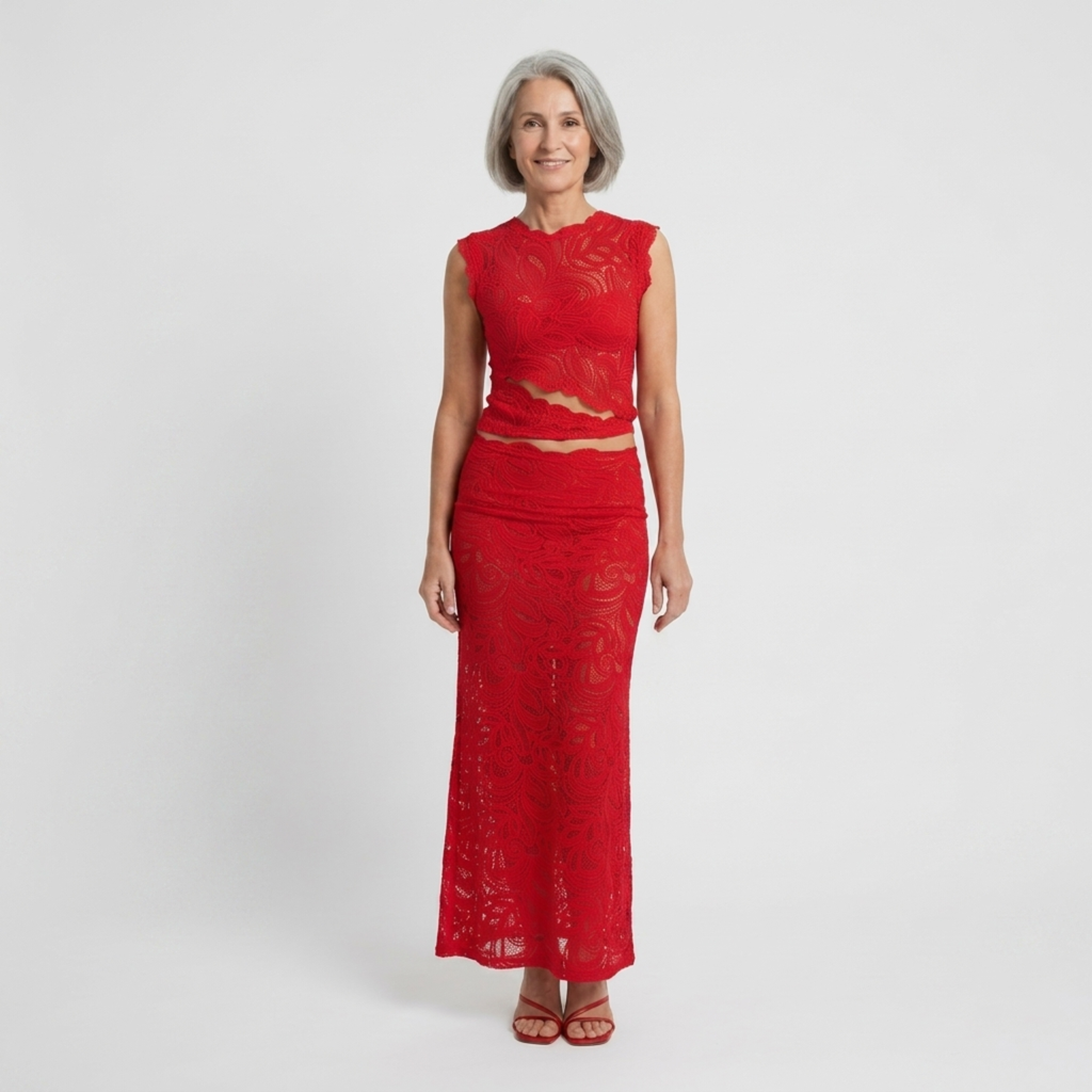 Yvaine | Co-ord Set Dames - Kant - Crop Top Fishtail