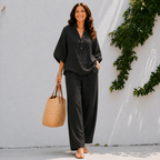 Mireya | Co-ord Set Dames - Oversized Shirt Broek Zwart