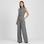 Elowen | Co-ord Set Dames - Mouwloos Wijde Pijpen Grijs