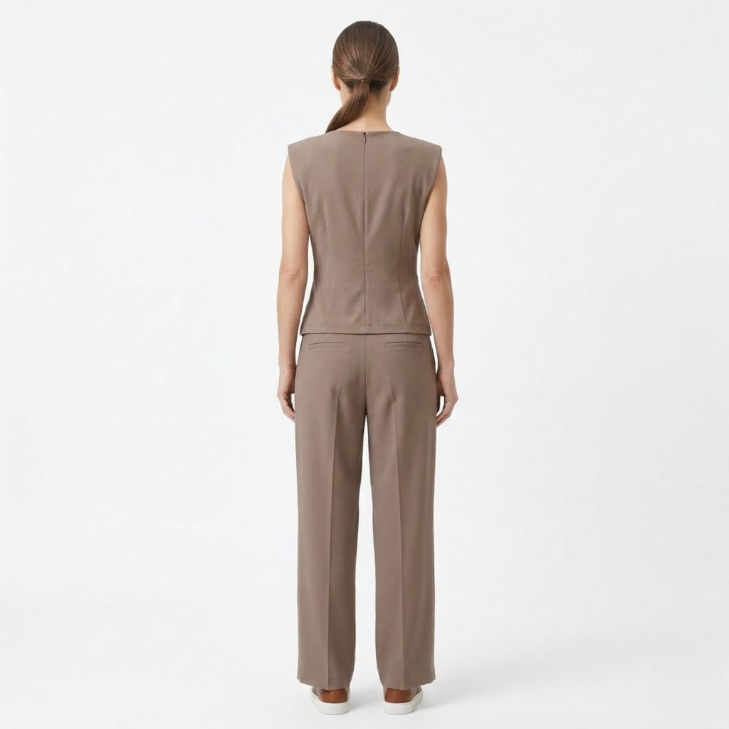 Elowen | Co-ord Set Dames - Mouwloos Wijde Pijpen
