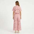 Isadora | Co-ord Set Dames - Kant - Crop Top Wijde Broek