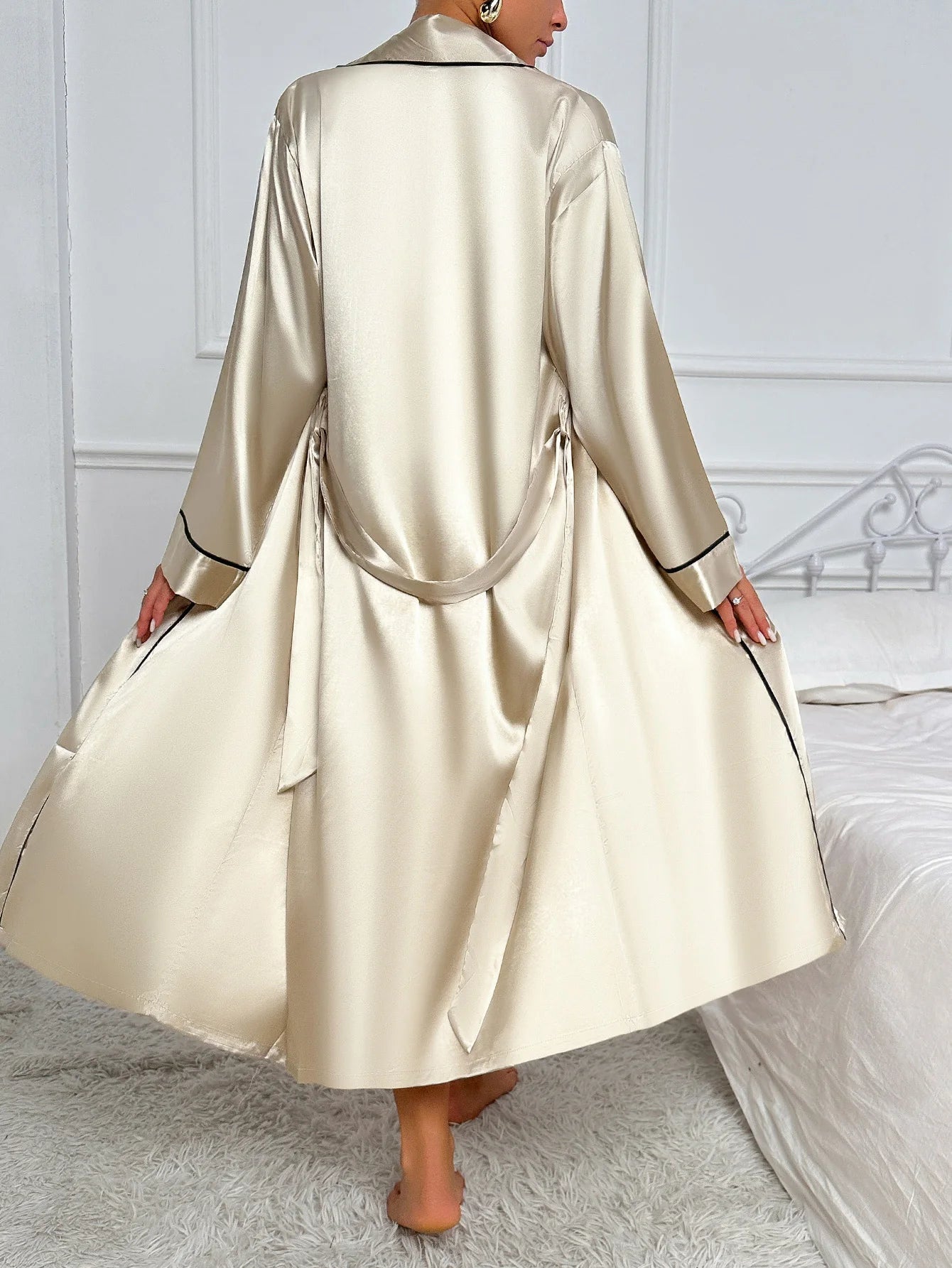 Diva | Dames Pyjamaset - Satijn, Midi Jurk en Badjas