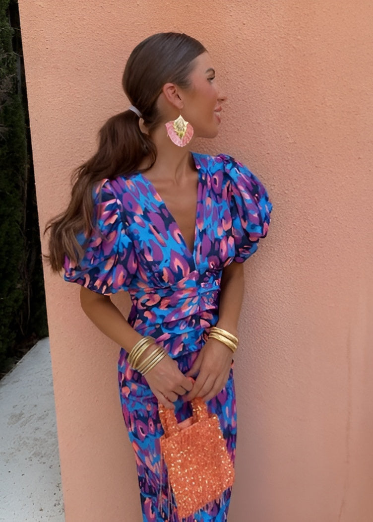Diva | Dames Jurk - Gedurfde Print, Elegante V-hals