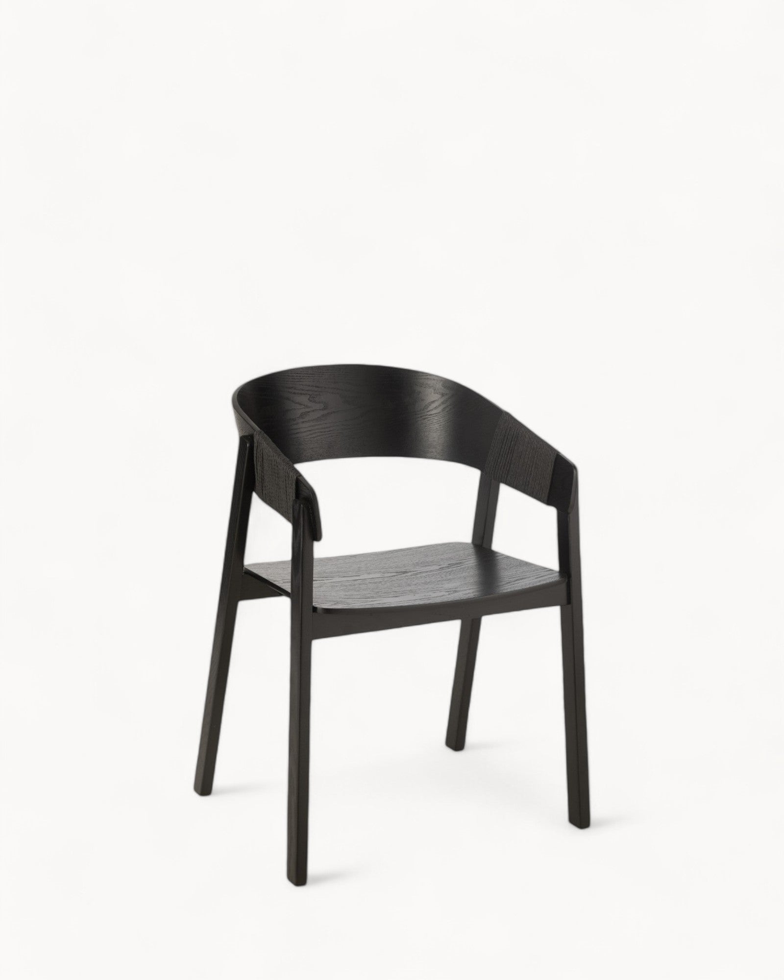 Eetkamerstoel van Essenhout met Zwart Touw – Minimalistisch en Comfortabel Ontwerp voor Moderne Interieurs Default