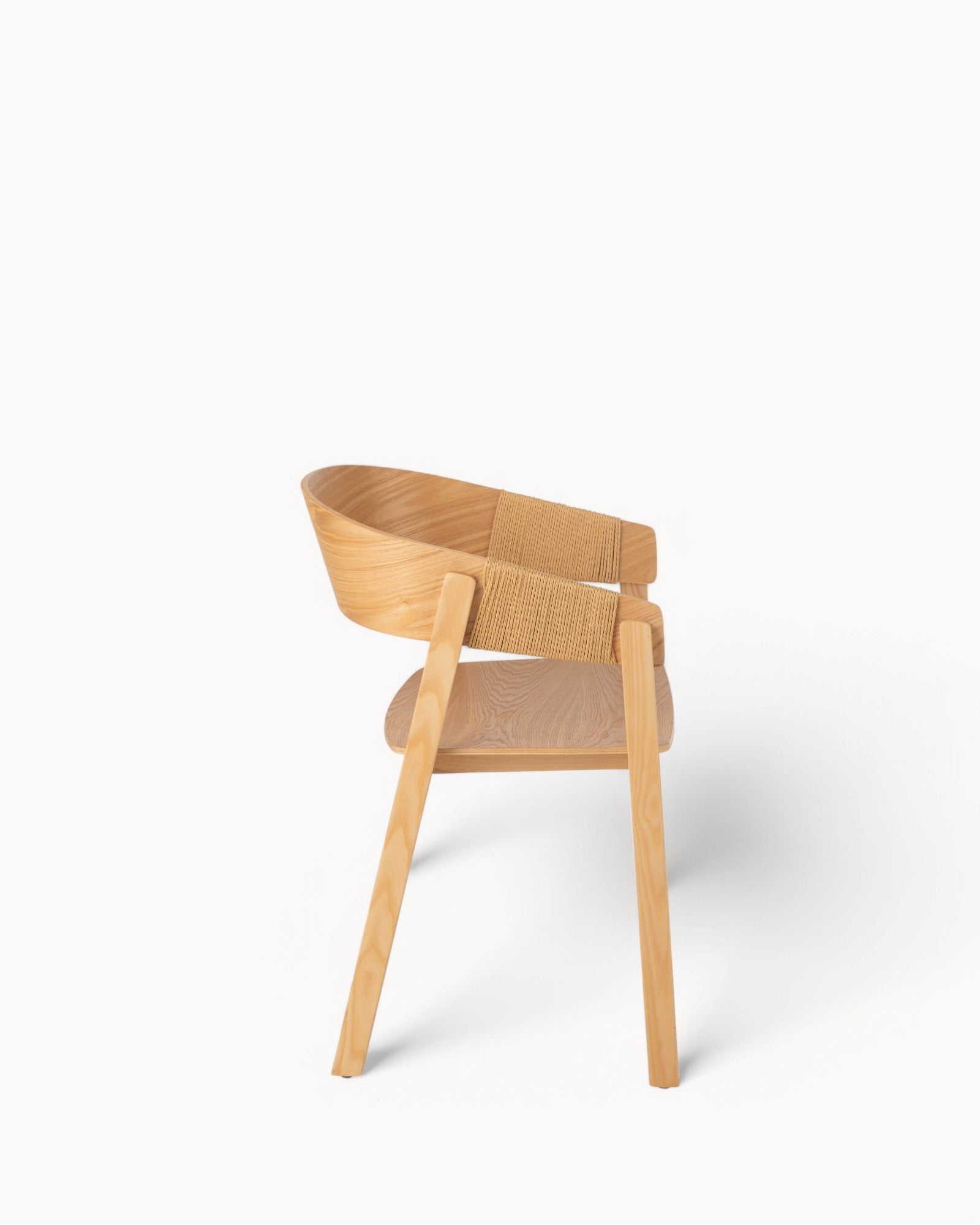 Elegante Zwarte Eetkamerstoel van Essenhout met Touw – Ergonomische Zithoogte 45,3 cm, Duurzaam en Stijlvol