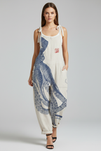 Amara | Jumpsuit Dames - Octopus Print Losse Pasvorm Wit