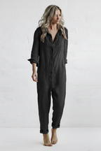 Thalassa | Jumpsuit Dames - Met Zakken - Knoopsluiting Zwart