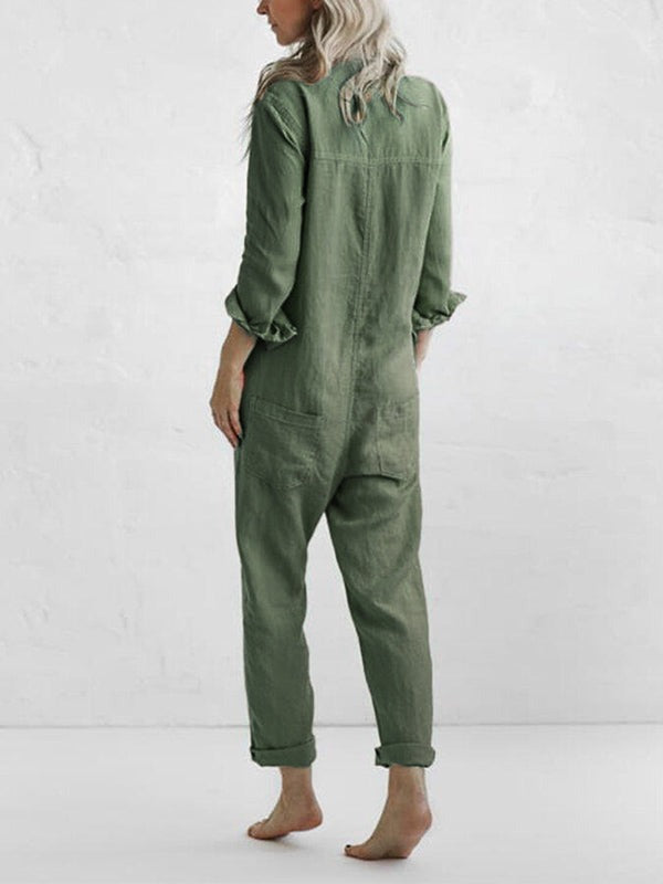 Thalassa | Jumpsuit Dames - Met Zakken - Knoopsluiting Groen