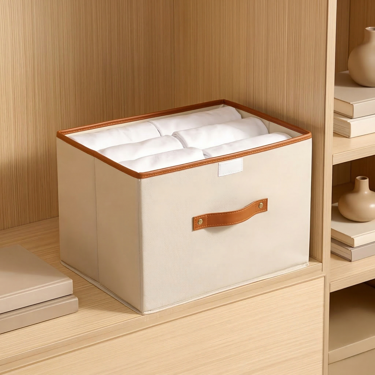 Opvouwbare Opbergdoos met Deksel – Opbergbox van Oxford Stof met Handvatten voor Kast, Kleding & Speelgoed, 4 Maten M: (26 x 20 x 17 cm)