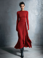 Gina | Dames Maxi Wikkeljurk - Stretch Polyester Katoenmix, Mouwloos Grijs Bordeaux