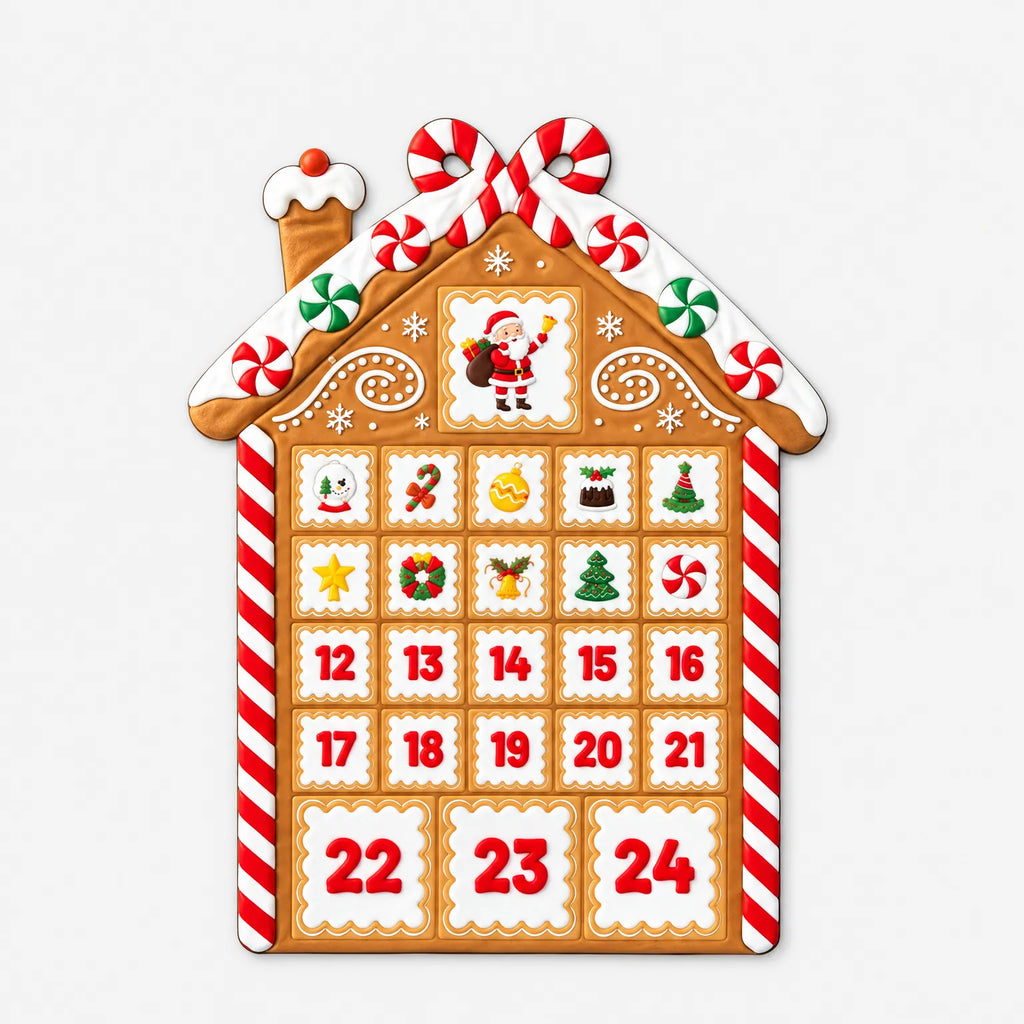 Magnetische Adventskalender Peperkoekhuisje – Koelkast Aftelkalender met 24 Kerstmagneten, 37,5 x 28,5 cm Default Title