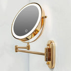 Gouden Vergrootspiegel met LED Verlichting en Oplaadbare Batterij - 360° Rotatie Makeup Spiegel met Licht voor Kaptafel