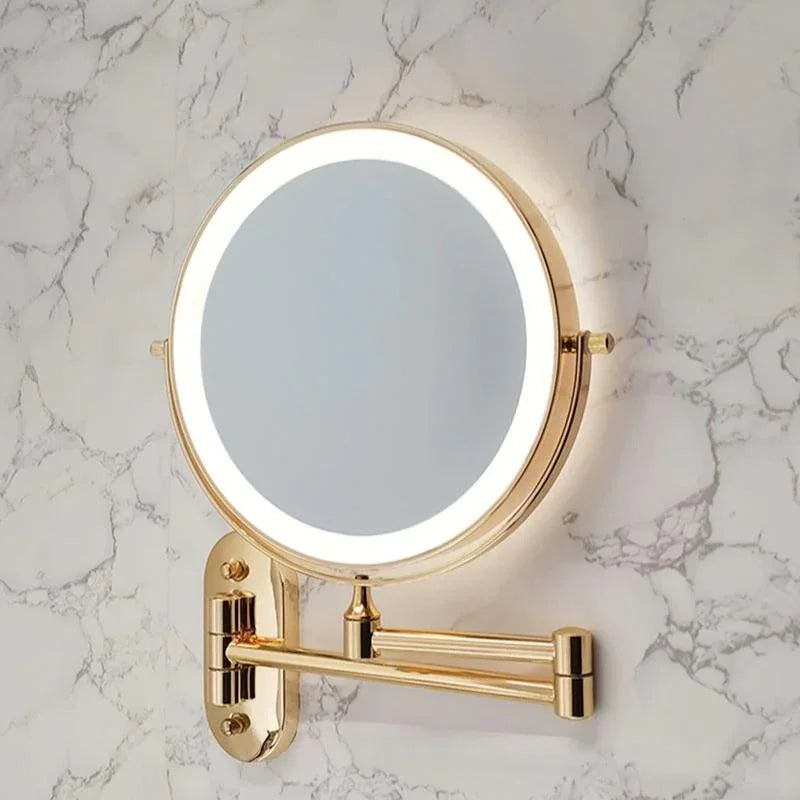 Gouden Vergrootspiegel met LED Verlichting en Oplaadbare Batterij - 360° Rotatie Makeup Spiegel met Licht voor Kaptafel
