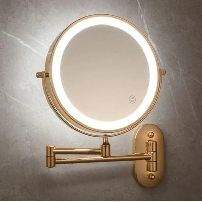 Gouden Vergrootspiegel met LED Verlichting en Oplaadbare Batterij - 360° Rotatie Makeup Spiegel met Licht voor Kaptafel
