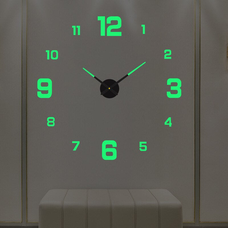 Grote 3D Wandklok met Stil Uurwerk en Driedimensionaal Ontwerp voor Modern Interieur Genummerd - Lichtgevend