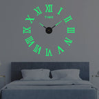 Grote 3D Wandklok met Stil Uurwerk en Driedimensionaal Ontwerp voor Modern Interieur Romeins - Lichtgevend